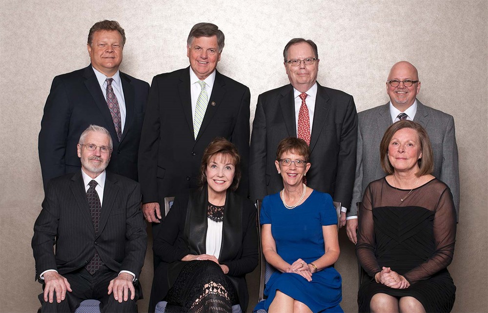 Bellwether Class of 2015: Back row (left to right): Michael McCurry, Pete DeBusk, James Olsen, Michael Switzer. Front row (left to right): Ed Becker, Jane Pleasants, Nancy LeMaster and Dee Donatelli.