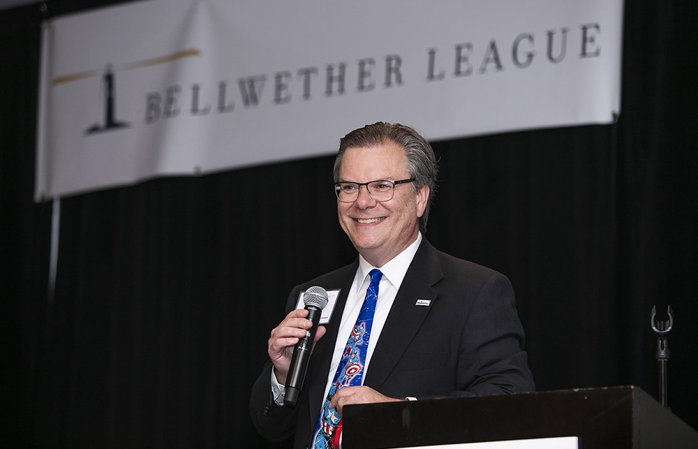 Bellwether League Co-Founder and Executive Director Rick Dana Barlow welcomes attendees to the 12th Annual Bellwether Induction Dinner Event.