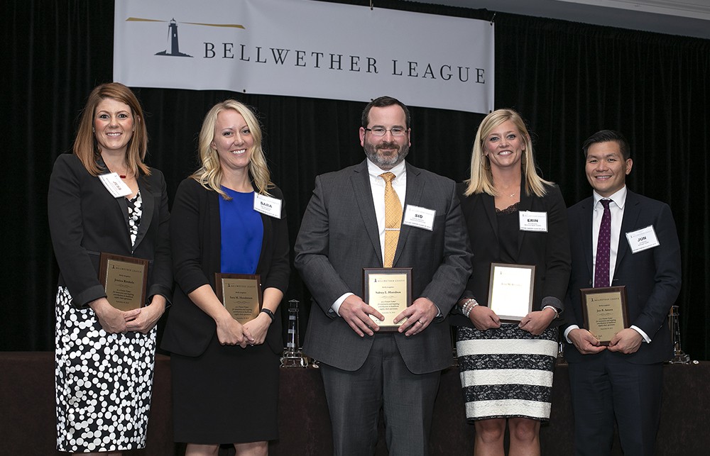 The Future Famers Class of 2019 (left to right): Jessica Rinderle, Mid-America Service Solutions; Sara Henderson, Avera Health; Sid Hamilton, Dartmouth-Hitchcock Health; Erin Bromley, Memorial Health System; and Jun Amora, Geisinger Health.