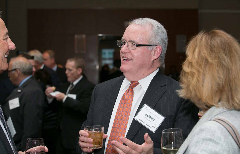Bellwether League Chairman Emeritus John Gaida chat with Claflin Co.’s Ted Almon (far left) (Bellwether Class of 2010).