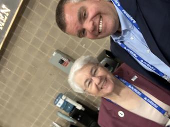 Ryan Burke, Future Famers Class of 2022, snaps a selfie with BLF Board Chairman Barbara Strain, Bellwether Class of 2021.