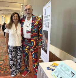 Fred Crans, Bellwether Class of 2020, demonstrates his celebrity status, left with Karen Conway, Bellwether Class of 2023, right with Jean Sargent, past BLF BOD member.