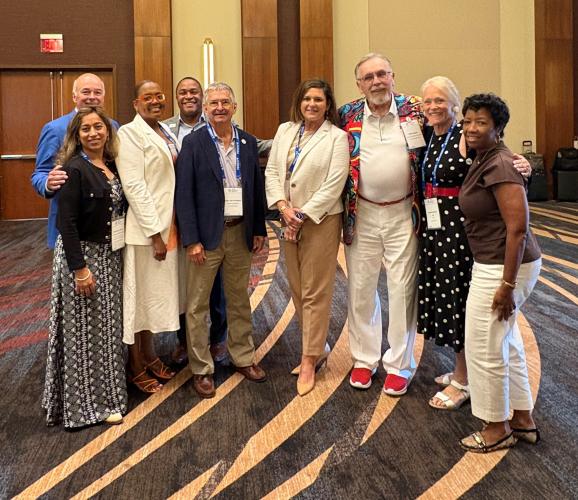 Leaders on display at AHRMM 2026: (left to right) Amanda Chawla, Ammer Honoree Class of 2024; Ed Hisscock, Bellwether Class of 2022; Régine Villain, Ammer Honoree Class of 2023; Randy Bradley, Ph.D., Ammer Honoree Class of 2020; Mark Van Sumeren, Bellwether Class of 2021; Karen Kresnik, Future Famers Class of 2017; Fred Crans, Bellwether Class of 2020; Karen Conway, Bellwether Class of 2023; and Pam Bryant, Bellwether Class of 2026 honoree.