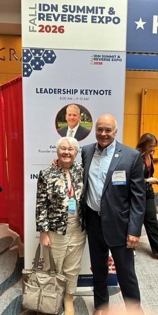 BLF Board Chairman Barbara Strain, Bellwether Class of 2021, with BLF Board Treasurer Ed Hisscock, Bellwether Class of 2022 at the Fall IDN Summit.