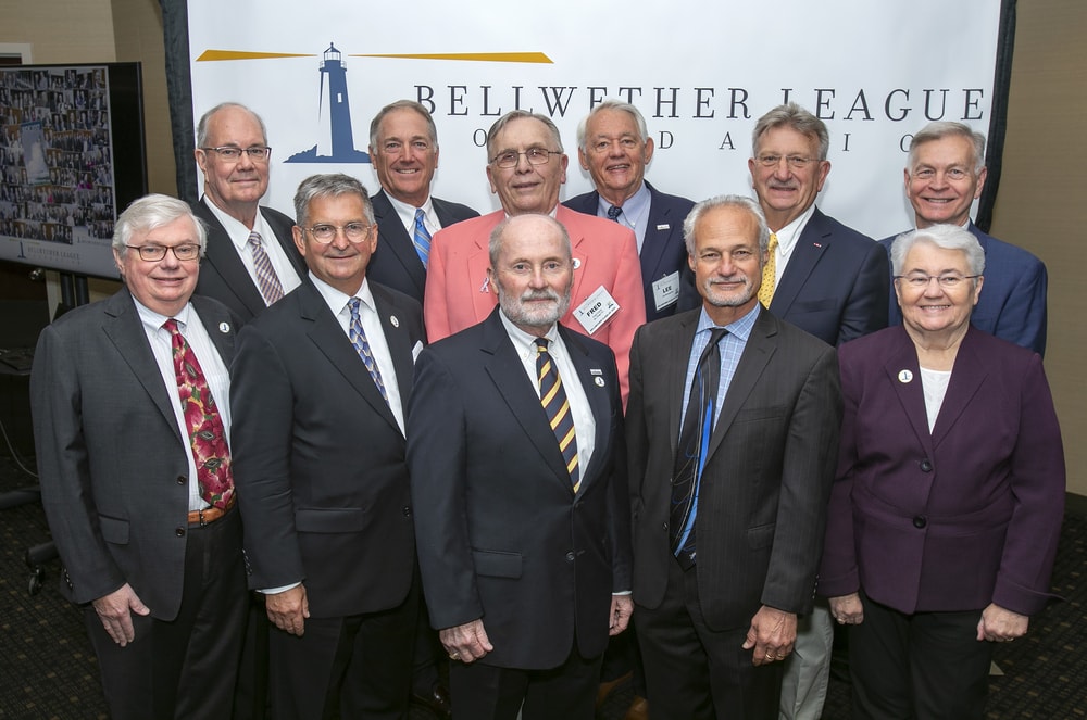 Bellwethers (front row, left to right): John Strong (Bellwether Class of 2011), Mark Van Sumeren (Bellwether Class of 2021), Jamie Kowalski (Bellwether Class of 2017), Nick Gaich (Bellwether Class of 2023), Barbara Strain (Bellwether Class of 2021). Bellwethers (back row, left to right): Jack Anderson (Bellwether Class of 2020), Carl Meyer (Bellwether Class of 2019), Fred Crans (Bellwether Class of 2020), Lee Boergadine (Bellwether Class of 2008), Gary Wagner (Bellwether Class of 2016) and Jake Groenewold (Bellwether Class of 2021).