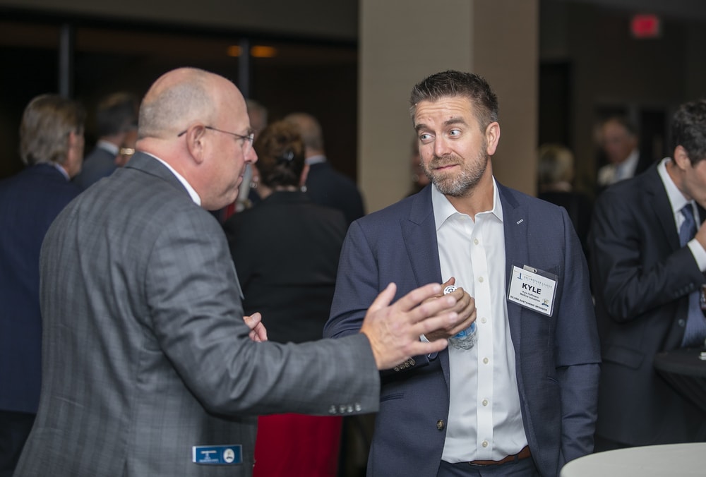 University of Arkansas' David Dobrzykowski (left) with Silver Sustaining Sponsor Medline's Kyle Hoffmann.