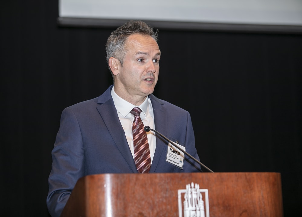 Marko Bastl, Ph.D., Director, Center for Supply Chain Management, and Associate Professor of Information Systems, Analytics and Supply Chain Management, College of Business, welcomes BLFIRE15 attendees to Marquette University.