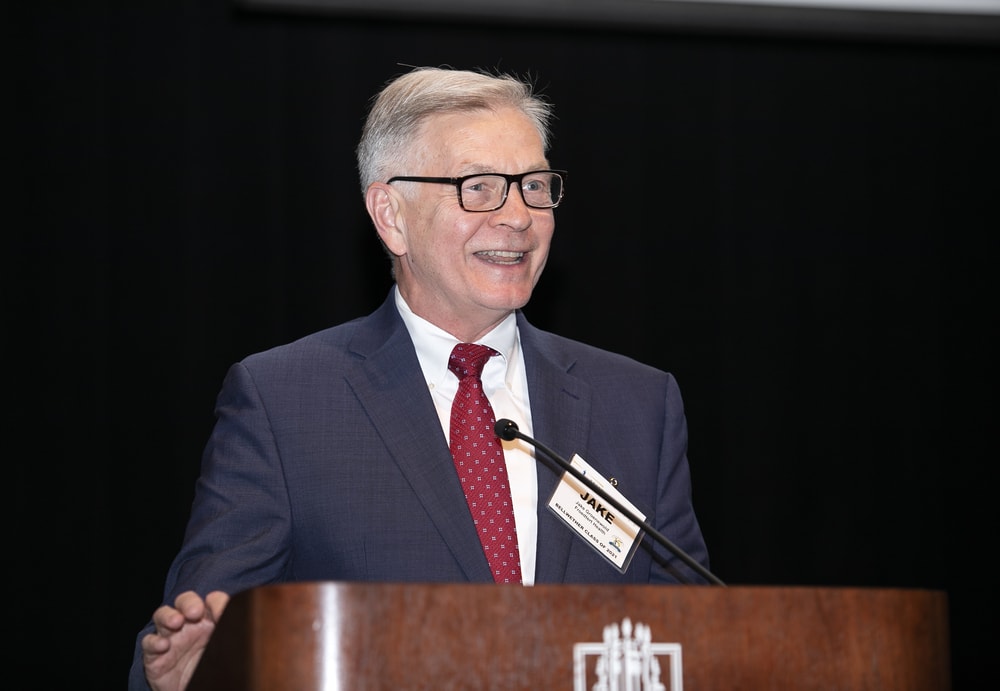 Froedtert Health's Jake Groenewold (Bellwether Class of 2021) introduces Bellwether Class of 2022 Honoree Tom Lubotsky.