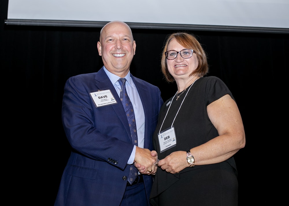 Owens & Minor's Dave Myers (Bellwether Class of 2022) with BLF Chairman Deborah Templeton.