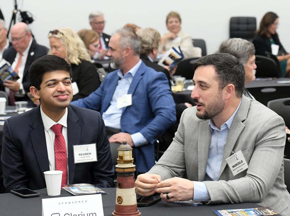 Reuben Philip, Future Famers Class of 2025, listens to Clarium’s Marcelo Fracchia.