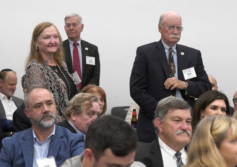 Kristine Russell, Bellwether Class of 2017; Jacob Groenewold, Bellwether Class of 2021; and Dick Perrin, Bellwether Class of 2014, recognized.