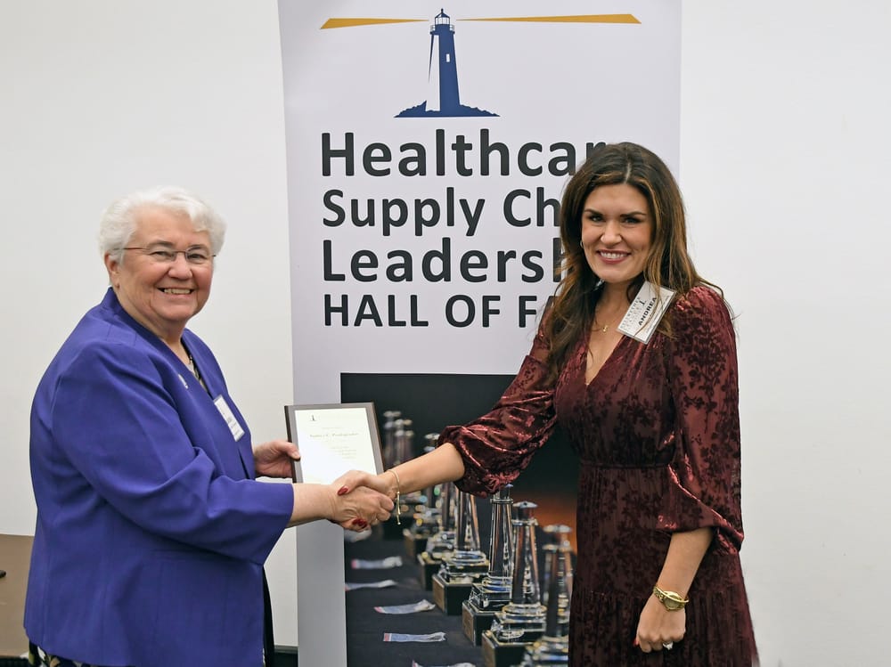 BLF Chairman Barbara Strain welcomes Andrea Poulopolous, Future Famers Class of 2025.