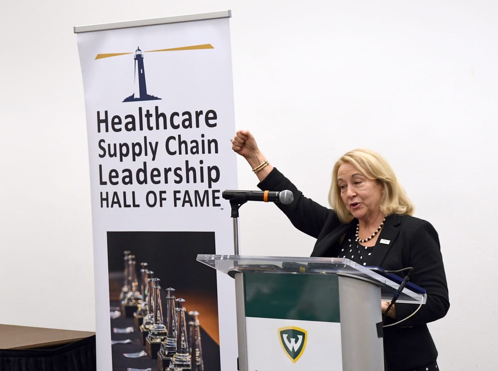 Joni Rittler, Bellwether Class of 2025, regales the crowd with how she navigated through many challenges in her successful career, weaving song titles into her acceptance speech.