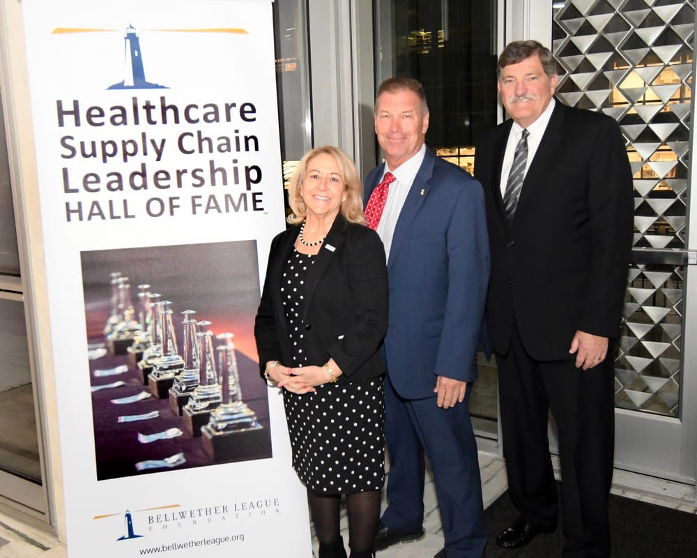 Bellwether Class of 2025 (left to right): Joni Rittler, Vice President & Chief Supply Chain Officer (retired), Children’s Hospital of Philadelphia (CHOP); George S. Godfrey, Chief Supply Chain Officer & Corporate Vice President, Financial Shared Services, Baptist Hospital South Florida, Coral Gables, FL; and Michael Langlois, Supply Chain Resource (retired), Langlois & Associates, Clinton Township, MI. Not pictured: Pat Neff Groner (1920-2012), President and CEO, Baptist Health Care Corp., Pensacola, FL, and Co-Founder, Voluntary Hospitals of America Inc. (VHA); and Claude J. Trafas (1923-2015), Director of Purchasing, Medical Center of Delaware, Wilmington, DE.