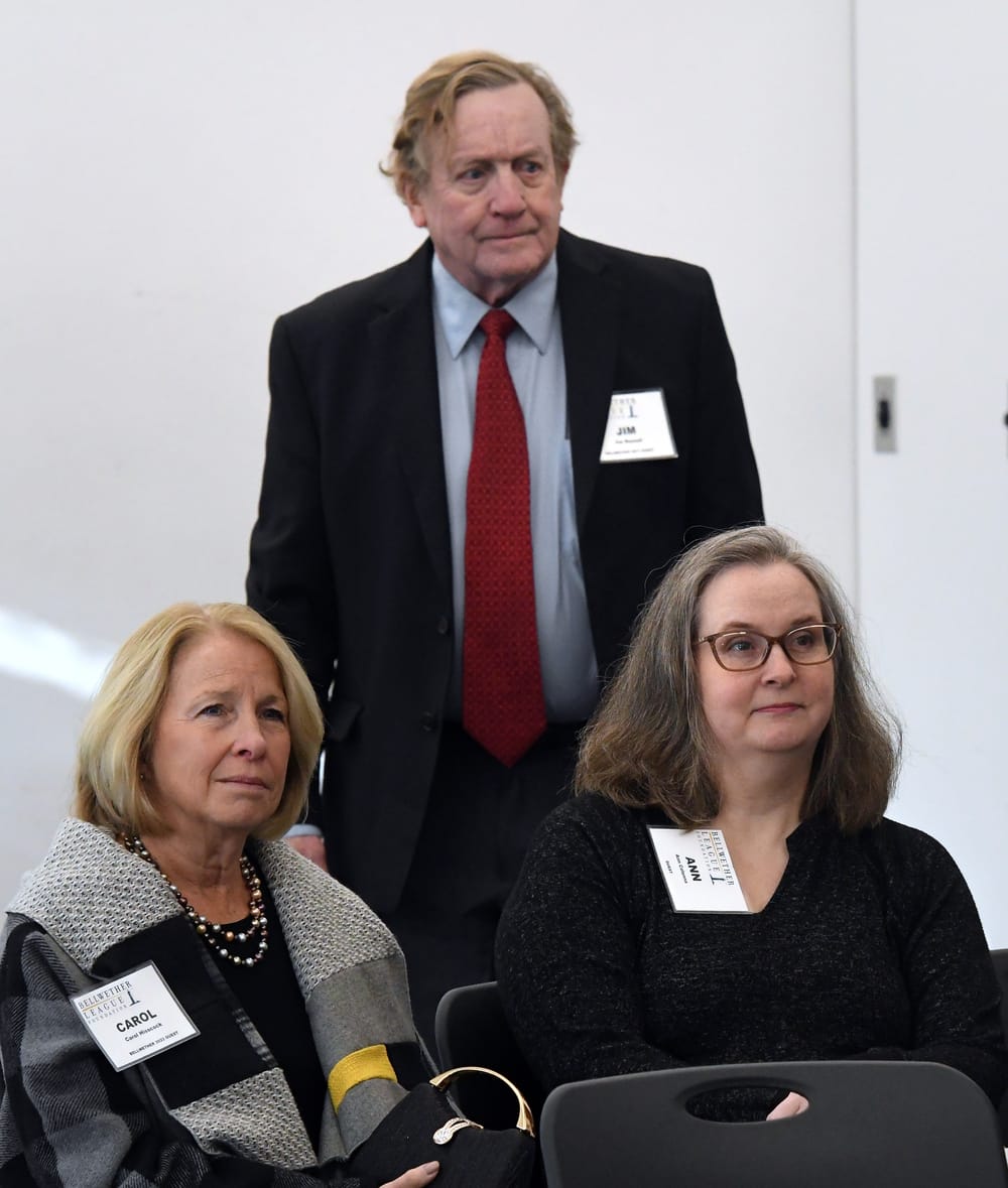 Carol Hisscock, Jim Russell and Ann Colonna listen during the Bellwether Leadership Symposium.