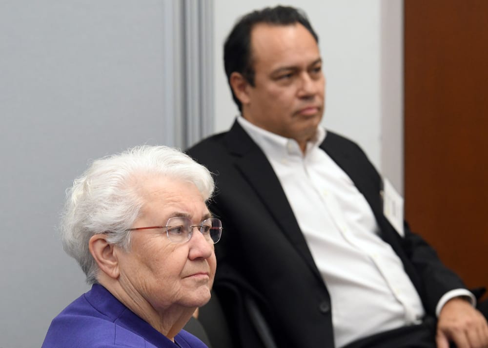 BLF Chairman Barbara Strain, and Kevin Ketels, Director, Entrepreneurship and Innovation Programs, Belinsky Entrepreneurship Learning Laboratory and Associate Professor of Teaching in Global Supply Chain Management, Mike Ilitch School of Business, Wayne State University, listen to the student presentation.