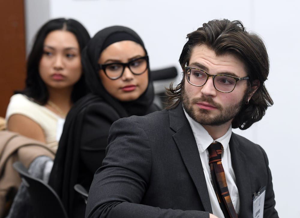 WSU supply chain students listen to a question being posed.