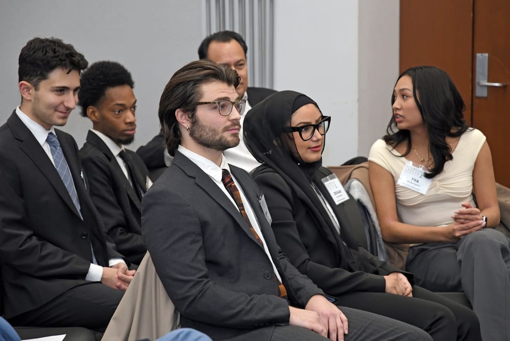 Wayne State University supply chain students wait on deck to deliver the 2025 Collegiate Capstone Project, 