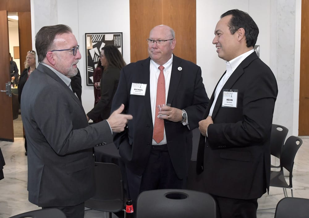 Piedmont Health’s Joe Colonna chats with Michael Gray, Bellwether Class of 2023; and WSU’s Kevin Ketels.