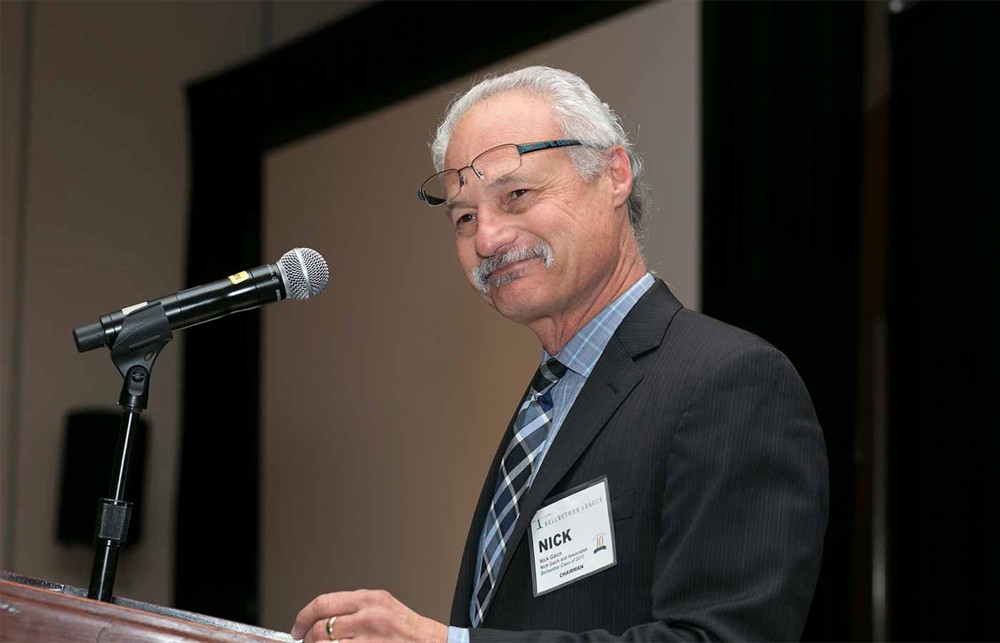 Bellwether League Chairman Nick Gaich greets attendees during his introduction when he reflected on the mission and vision of the organization fulfilled for the last 10 years and continuing in the future.