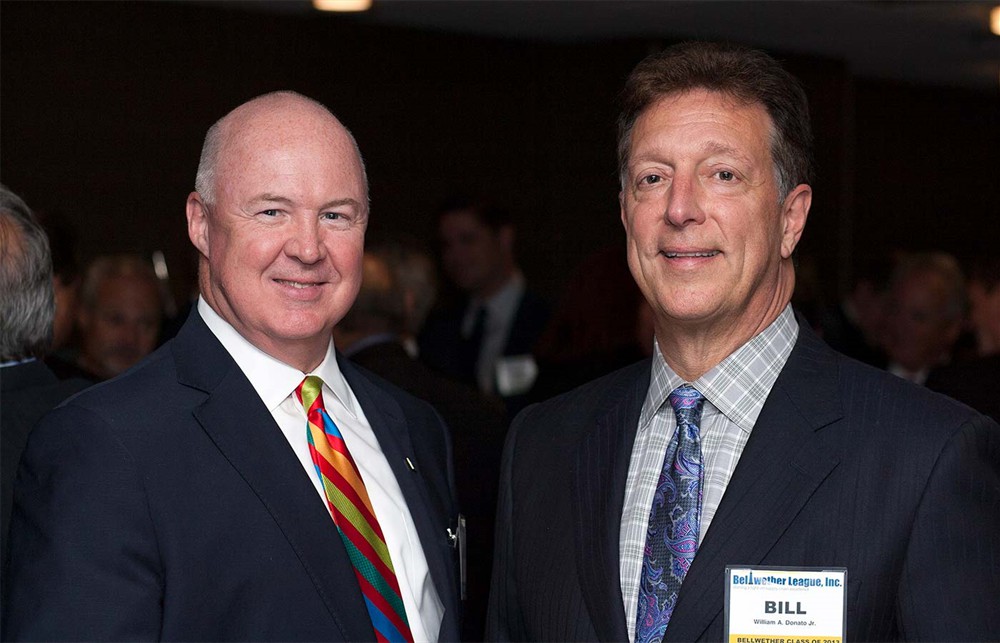 Vendormate’s Sezin Miller (center) chats with Jerry Widman (son of Bellwether Class of 2013’s Paul Widman) and wife Jane (right).