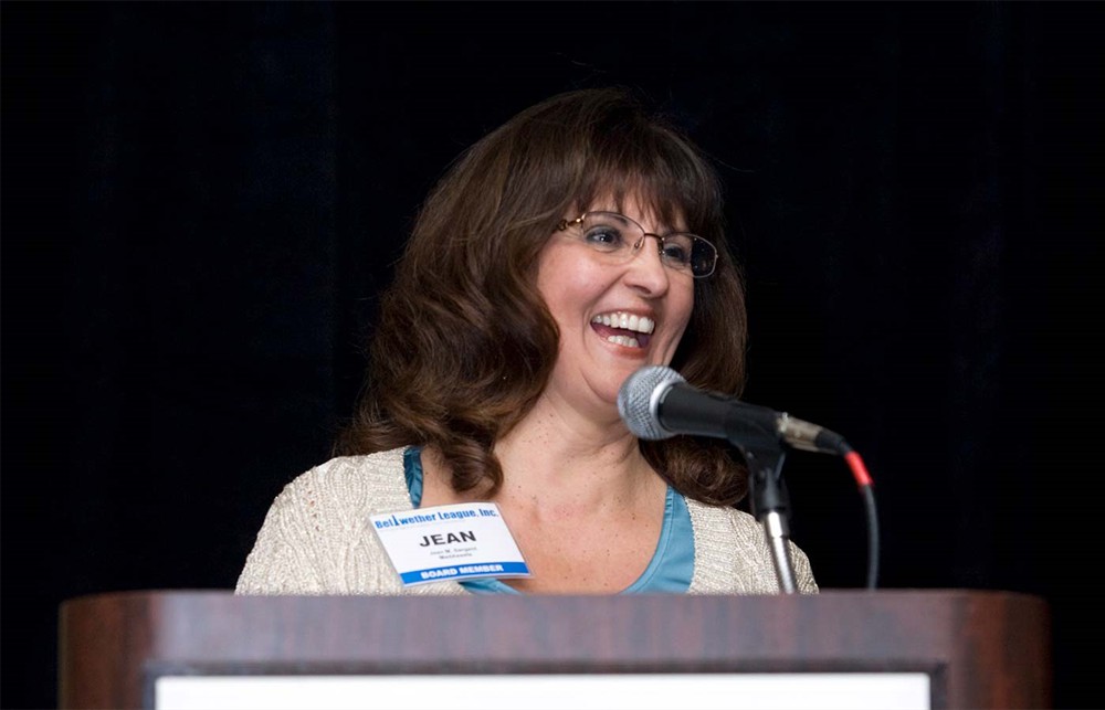 Bellwether League Inc.’s Jean Sargent introduces Sustaining Sponsors attending the event.