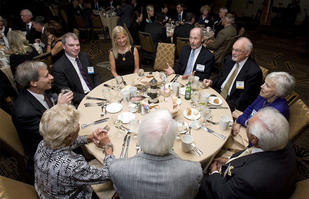 Table 8 featured George Hansen (Bellwether Class of 2012), along with his family, Bellwether League’s Jamie Kowalski, and Dan Mayworm (Bellwether Class of 2010), wife Shirley Mayworm and Dan Dryan (Bellwether Class of 2011)