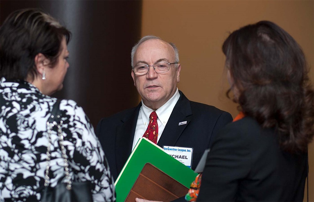 Bellwether League Inc. Board Member Michael Louviere (center) with Corporate Sponsor TECSYS’ Nancy Pakieser (left) and Catherine Sigmar (right).