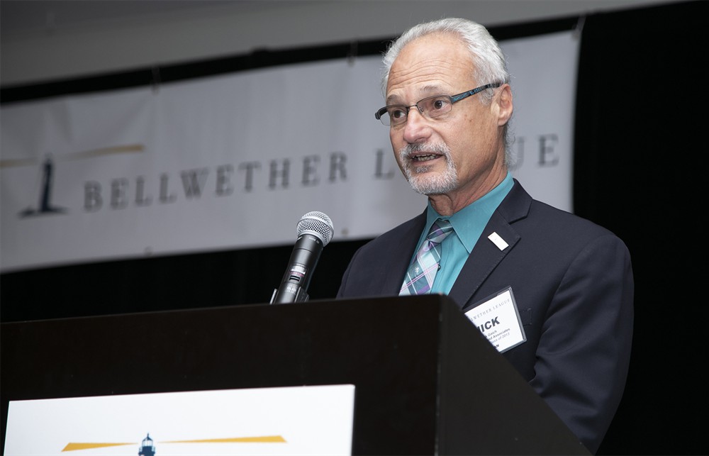 Bellwether League Chairman Nick Gaich (Bellwether Class of 2013) salutes the late Pat Carroll (Bellwether Class of 2018) who served as Founding Board Member, Treasurer and Secretary