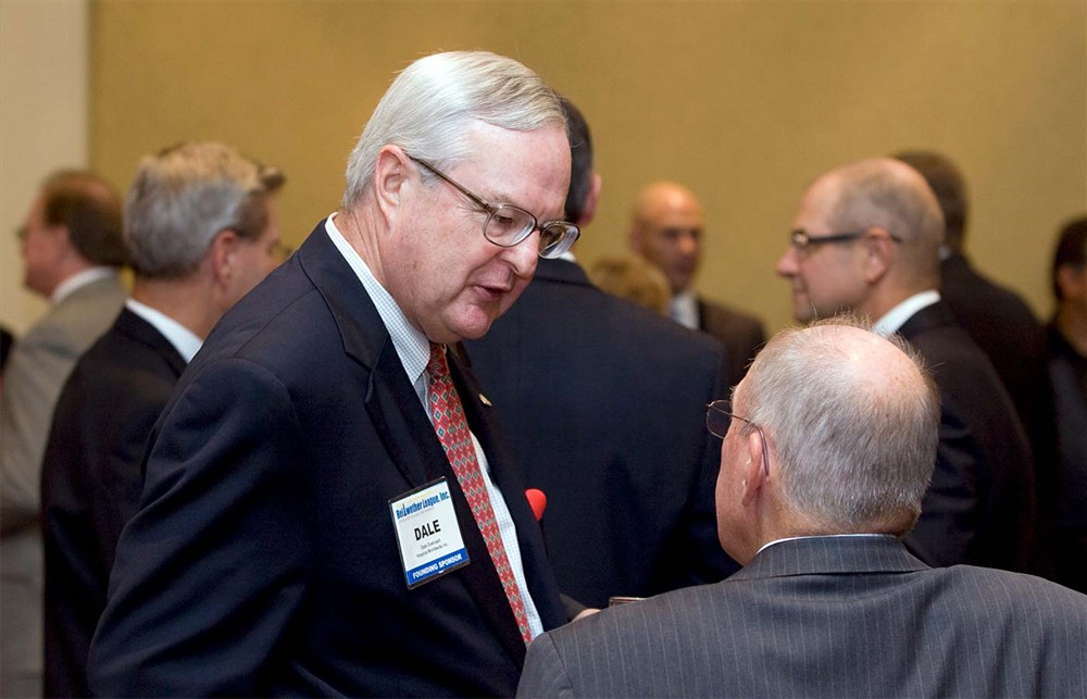 Founding/Platinum Sponsor Hospira’s Dale Overcash meets with Bellwether League Founding Secretary Bud Bowen during the VIP reception.