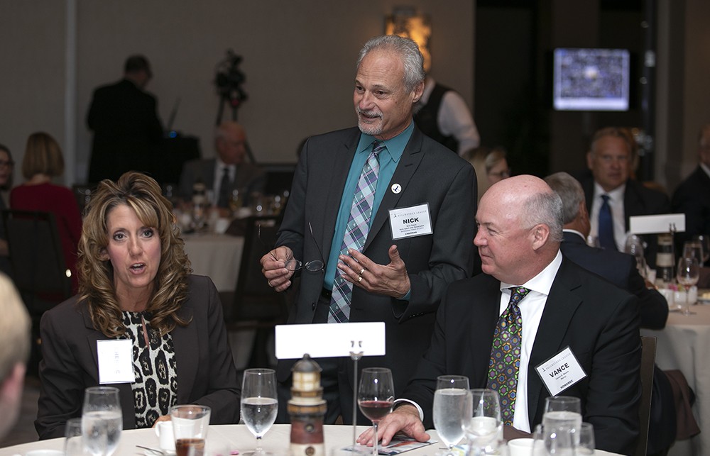 During a technical interlude, Nick Gaich shares a story with Mercy’s Cherise White and Vance Moore (Bellwether Class of 2019).