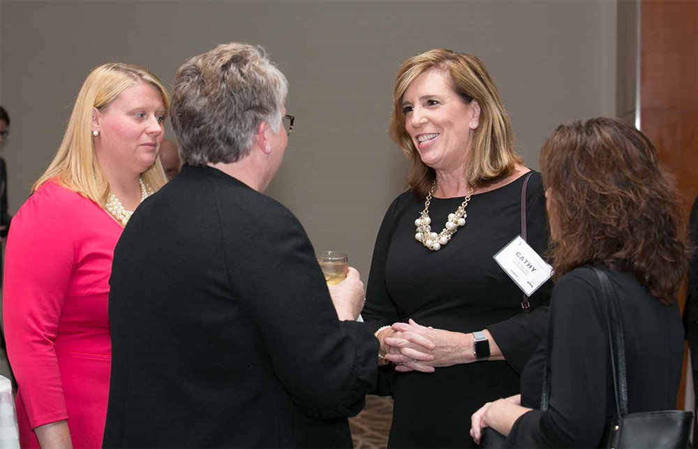 Left to right: Ashley Oliver and Deb Oliver, daughter and wife, respectively, of Bellwether Class of 2017 Honoree Jim Oliver, with Yankee Alliance’s Cathy Spinney and Melanie Kawiecki.