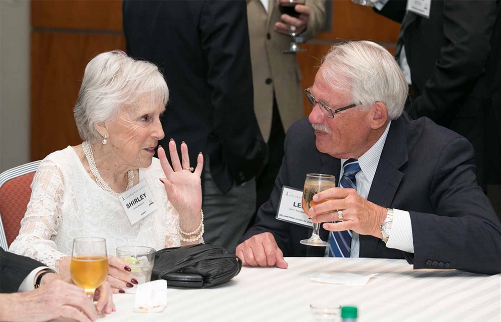 Lee Boergadine (Bellwether Class of 2008) (right) chats with Shirley Mayworm, wife of Dan Mayworm (Bellwether Class of 2010).