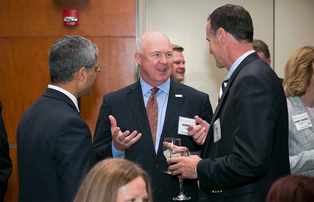 Mercy’s Vance Moore (center) shares a lighter moment with Xanitos’ Don Schweer (right) and New York-Presbyterian’s Anand Joshi, M.D. (left).