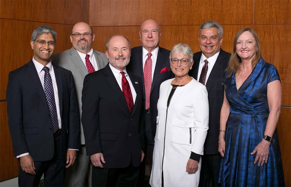 Bellwether Class of 2017: (L to R): Anand Joshi, M.D., for William V.S. Thorne (1865-1920), James W. Oliver, Jamie C. Kowalski, Dwight Winstead, Sara Bird, James R. Francis and Kristine S. Russell. Not pictured: Hiram M. Lake (1925-2016), Craig Smith and William V.S. Thorne (1865-1920).