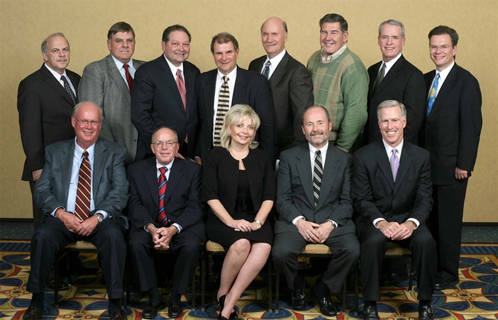 Bellwether League Inc. Board of Directors and Founding Sponsors • Front row seated from left to right: Thomas W. Hughes, Robert P. (Bud) Bowen, Susan Meyer, Jamie C. Kowalski, Peter D. Baker • Back row pictured from left to right: Patrick E. Carroll Jr., James F. Dickow, Rand Ballard, Keith Kuchta, Richard A. Perrin, Laurence A. Dickson, John B. Gaida, Rick Dana Barlow