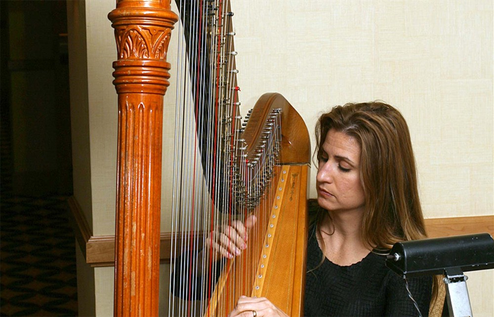 Harpist Laura Utley soothes the crowd.